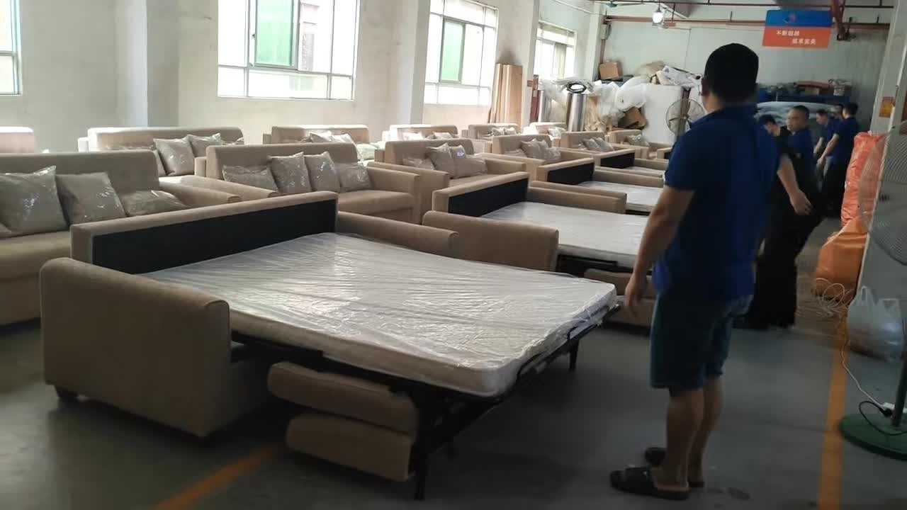Factory workshop sofa bed batch display for project buyer review