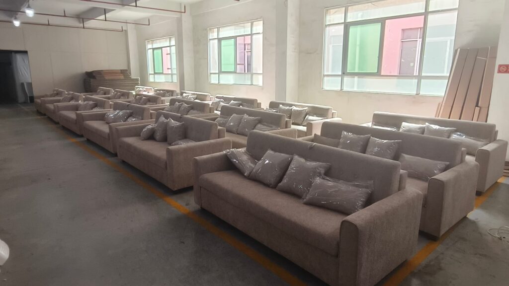 HUAXUAN sofa bed production batch ready for delivery in factory workshop