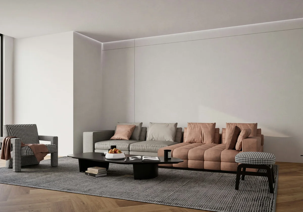 Modular hotel sofa layout for lobby projects