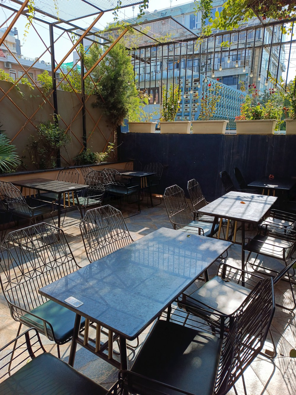 Outdoor metal chair and table frame finish for commercial furniture