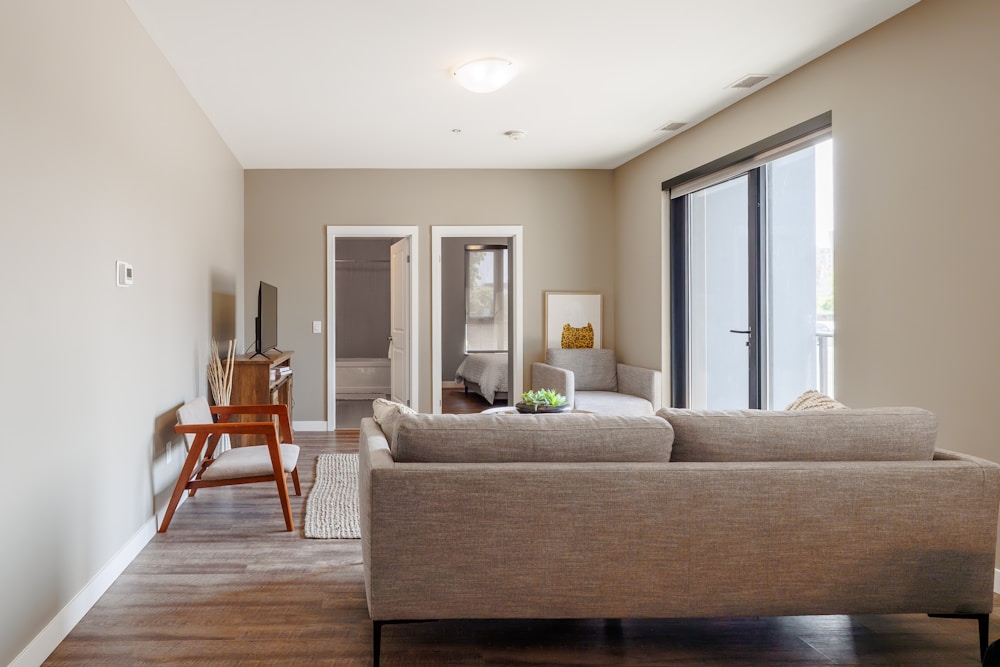 Side angle view of upholstered sofa product