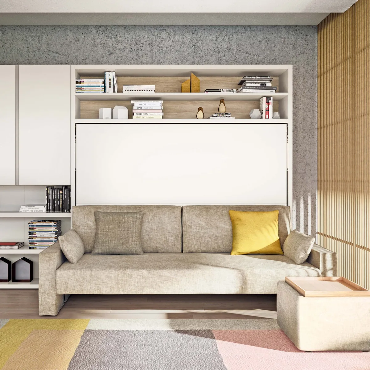 Sofa bed closed mode for compact apartment furniture supply