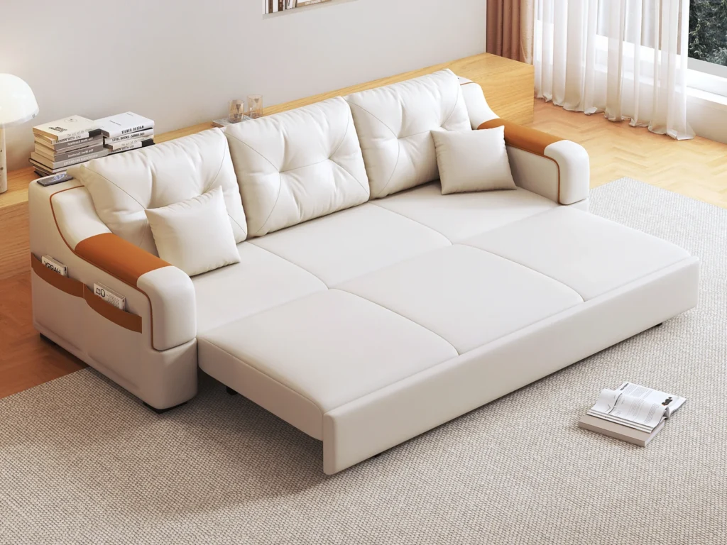 Sofa bed manufacturer open sofa bed in apartment room