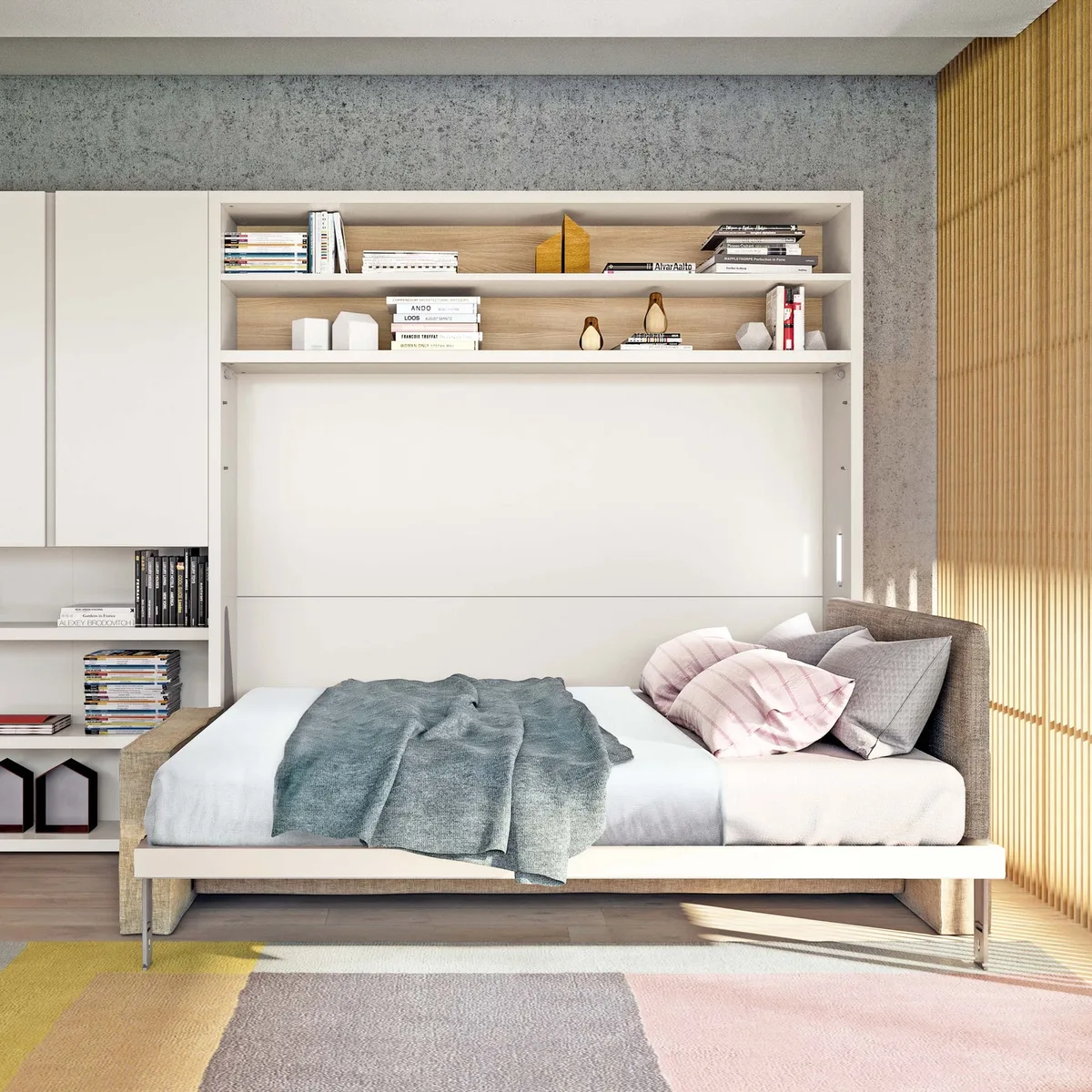 Small apartment sofa bed scene for compact furniture program