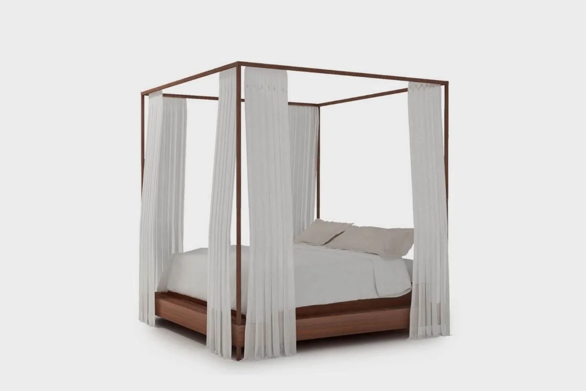 Guestroom bed with surrounding clearance space