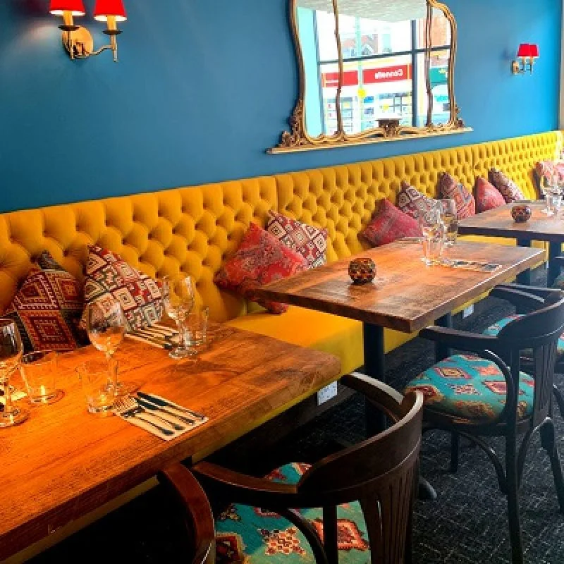 Durable commercial upholstery for booth seating and chairs