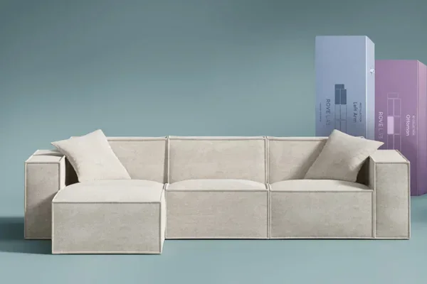 Compact sectional sofa product with clean modular shape Compact sectional sofa product with clean modular shape