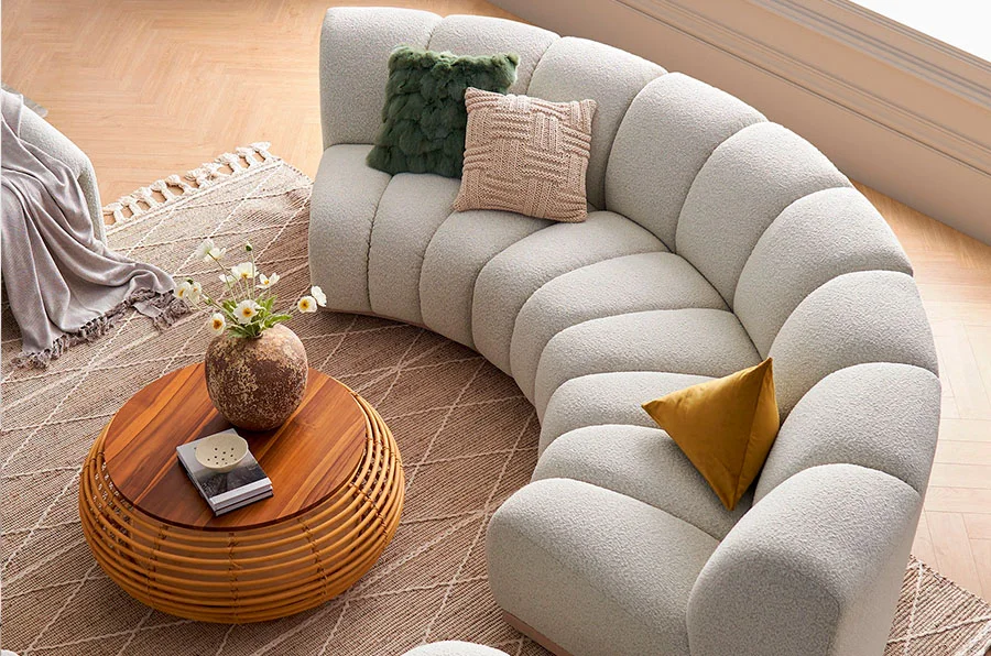Curved sectional sofa lounge layout for large open rooms Curved sectional sofa lounge layout for large open rooms