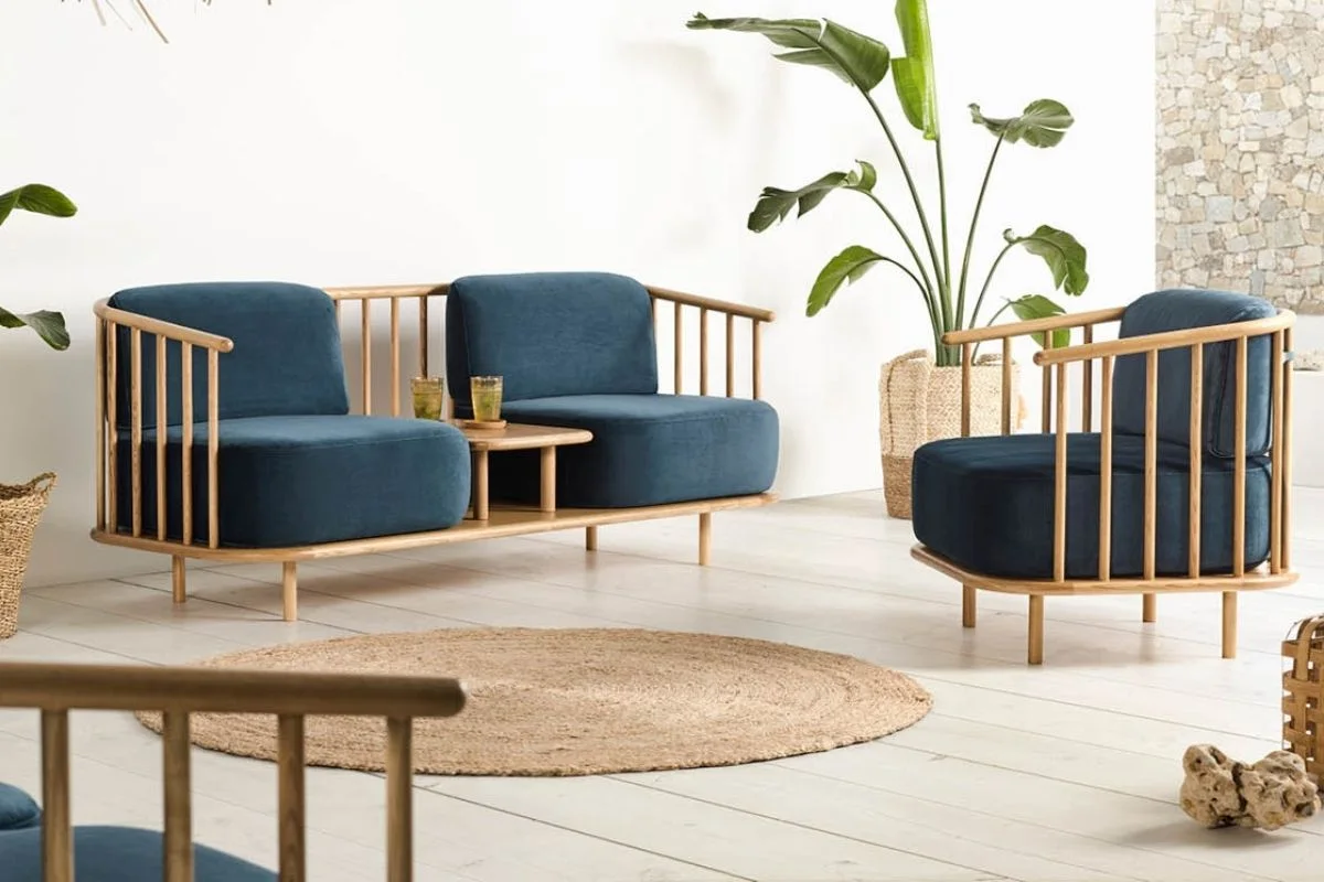 Blue upholstered sofa and lounge seating set for contract projects