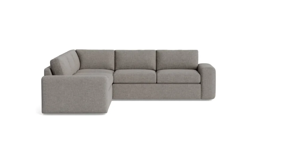 Deep sectional sofa with generous seat depth for living room comfort