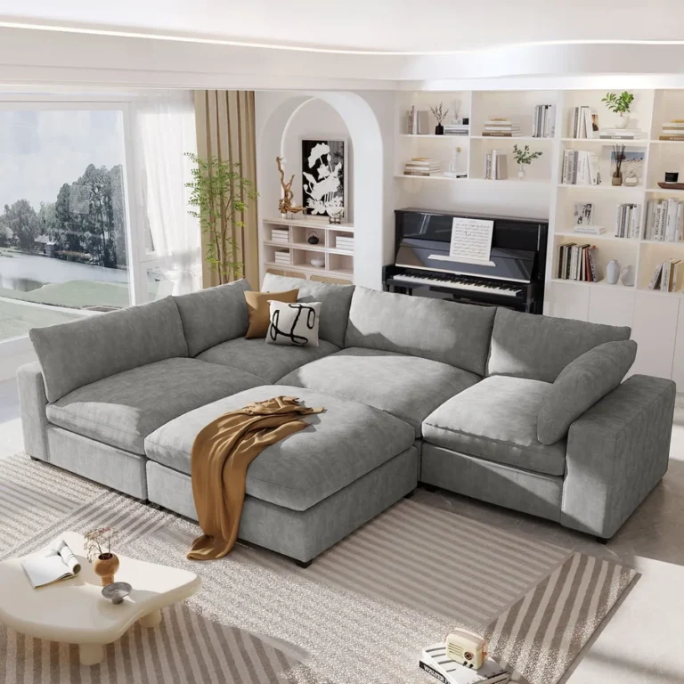 Deep sectional sofa in a living room scene for comfort planning