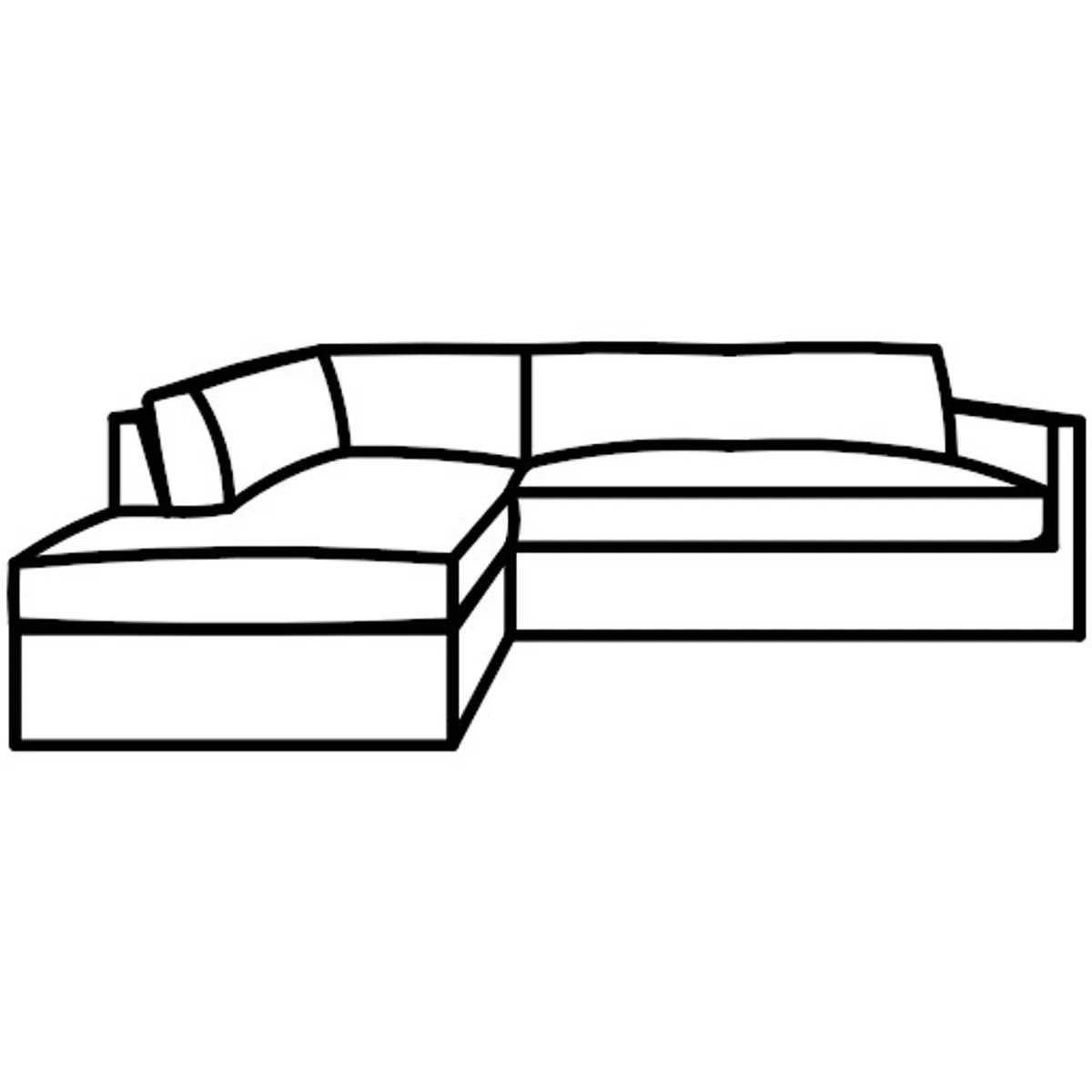 Deep sectional sofa structure sketch with bench cushion and chaise Deep sectional sofa structure sketch with bench cushion and chaise