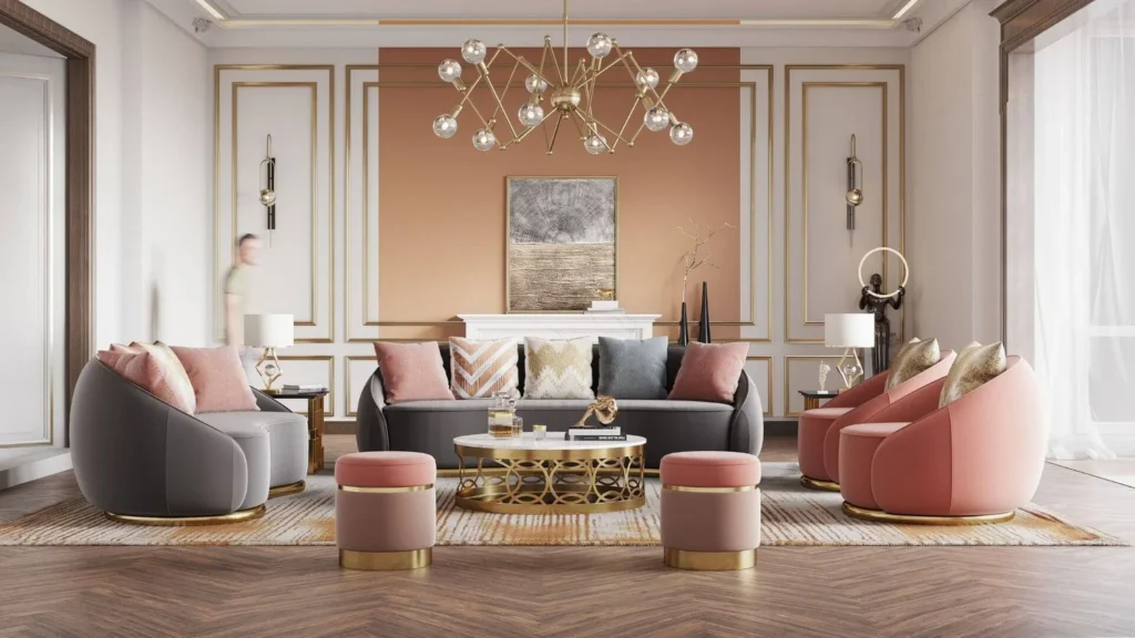 Top sofa manufacturers in Foshan China product scene with upholstered living room sofas