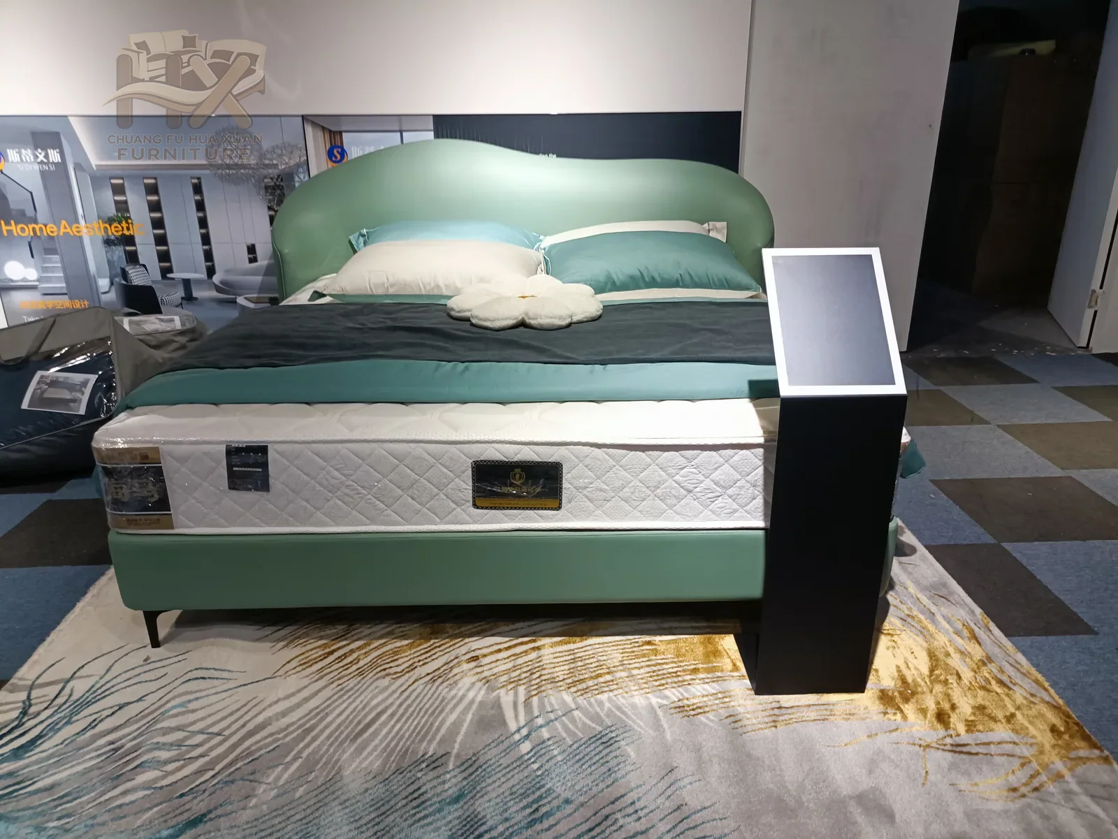 Grey Upholstered Platform Bed for Hotel Guestrooms for hotel guestroom, apartment project, villa project furniture projects
