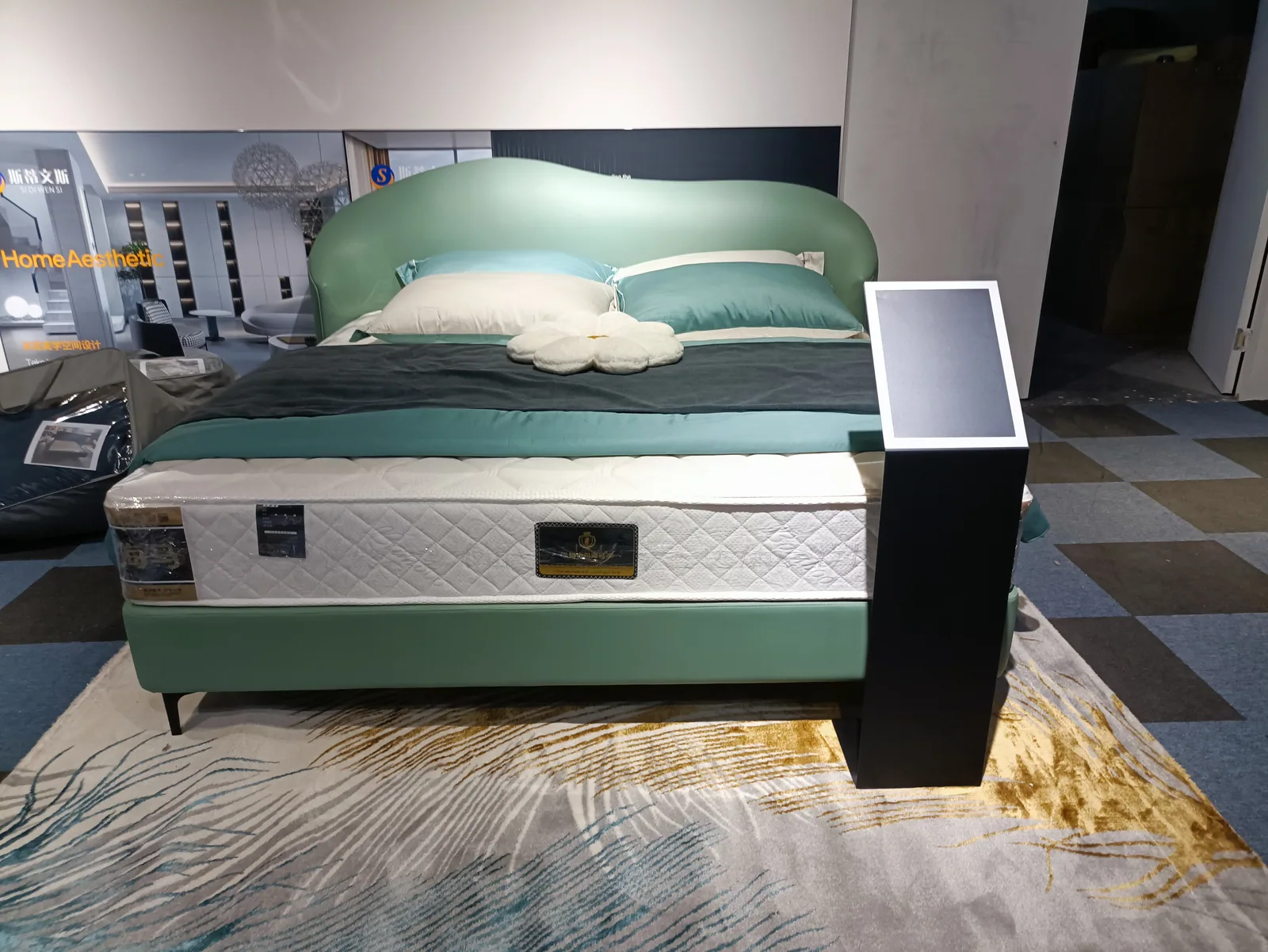 Grey Upholstered Platform Bed for Hotel Guestrooms for hotel guestroom, apartment project, villa project furniture projects