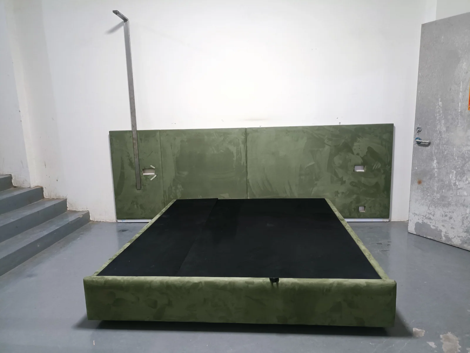Green Upholstered Platform Bed for Boutique Hotel Rooms for hotel guestroom, boutique hotel, apartment bedroom furniture projects