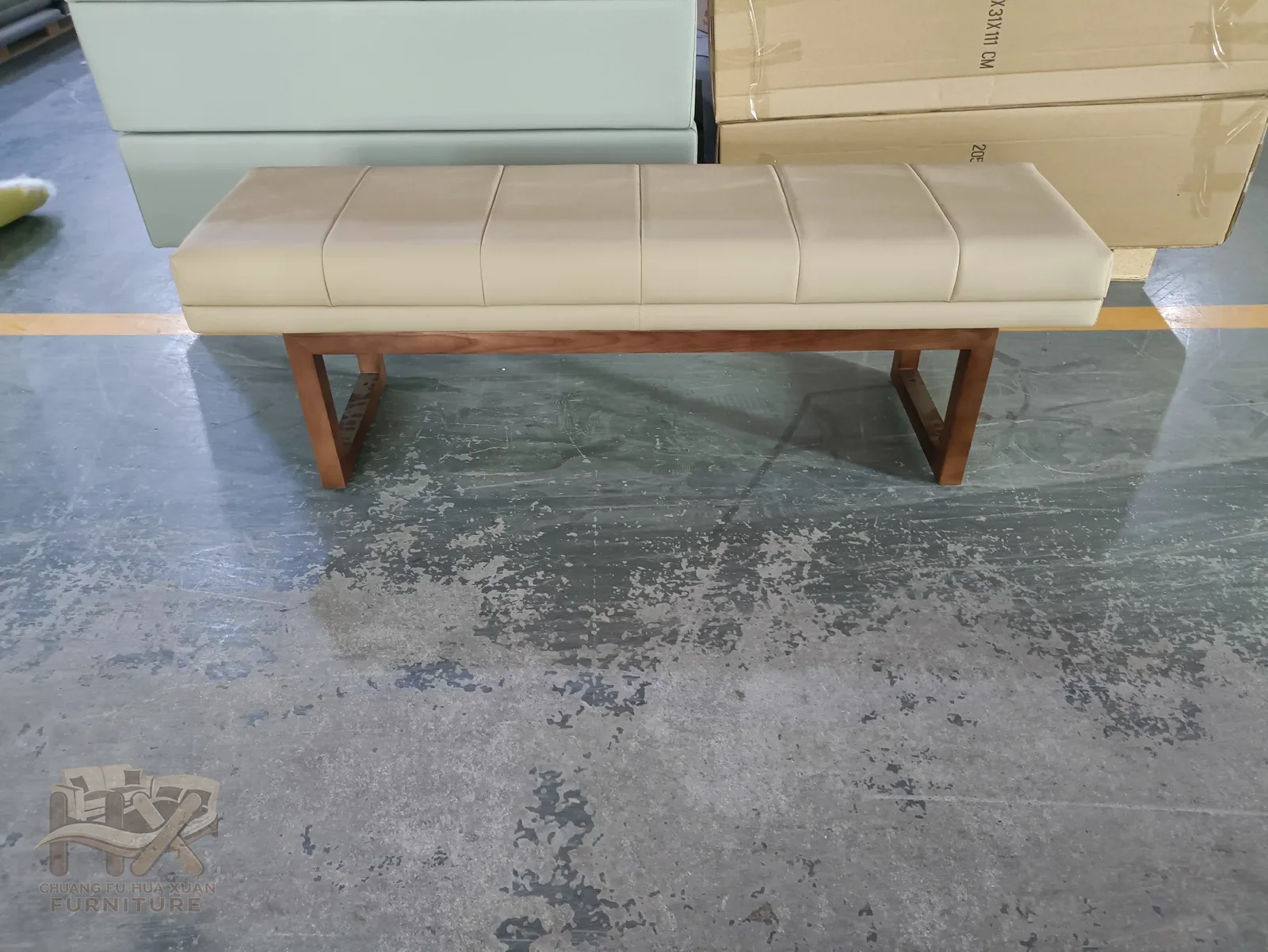 Cream Upholstered Bench for Bedroom and Hotel Use for hotel guestroom, bedroom, apartment project furniture projects