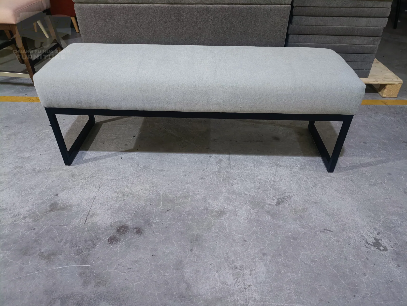 White Upholstered Bench for Bedroom and Hotel Suites for hotel guestroom, bedroom, apartment project furniture projects