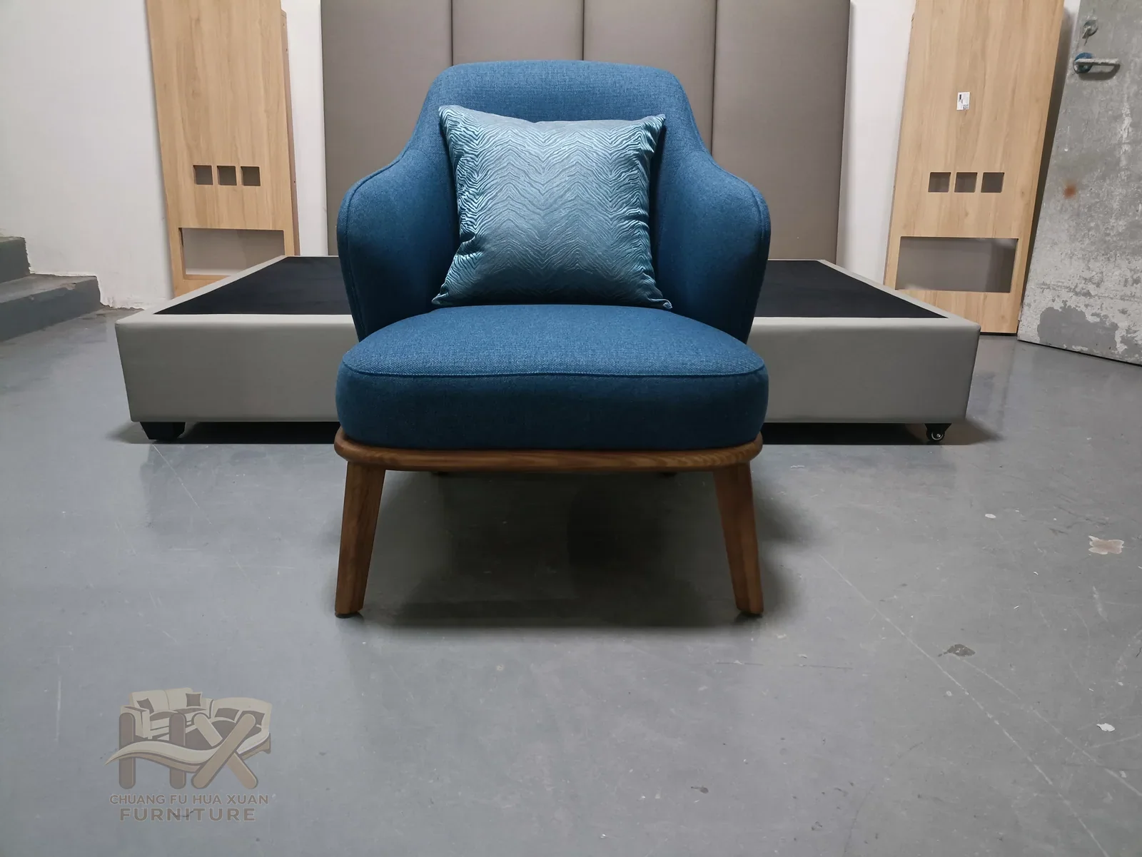 Blue Upholstered Lounge Chair for Hotel Guestrooms for hotel guestroom, apartment project, office lounge furniture projects