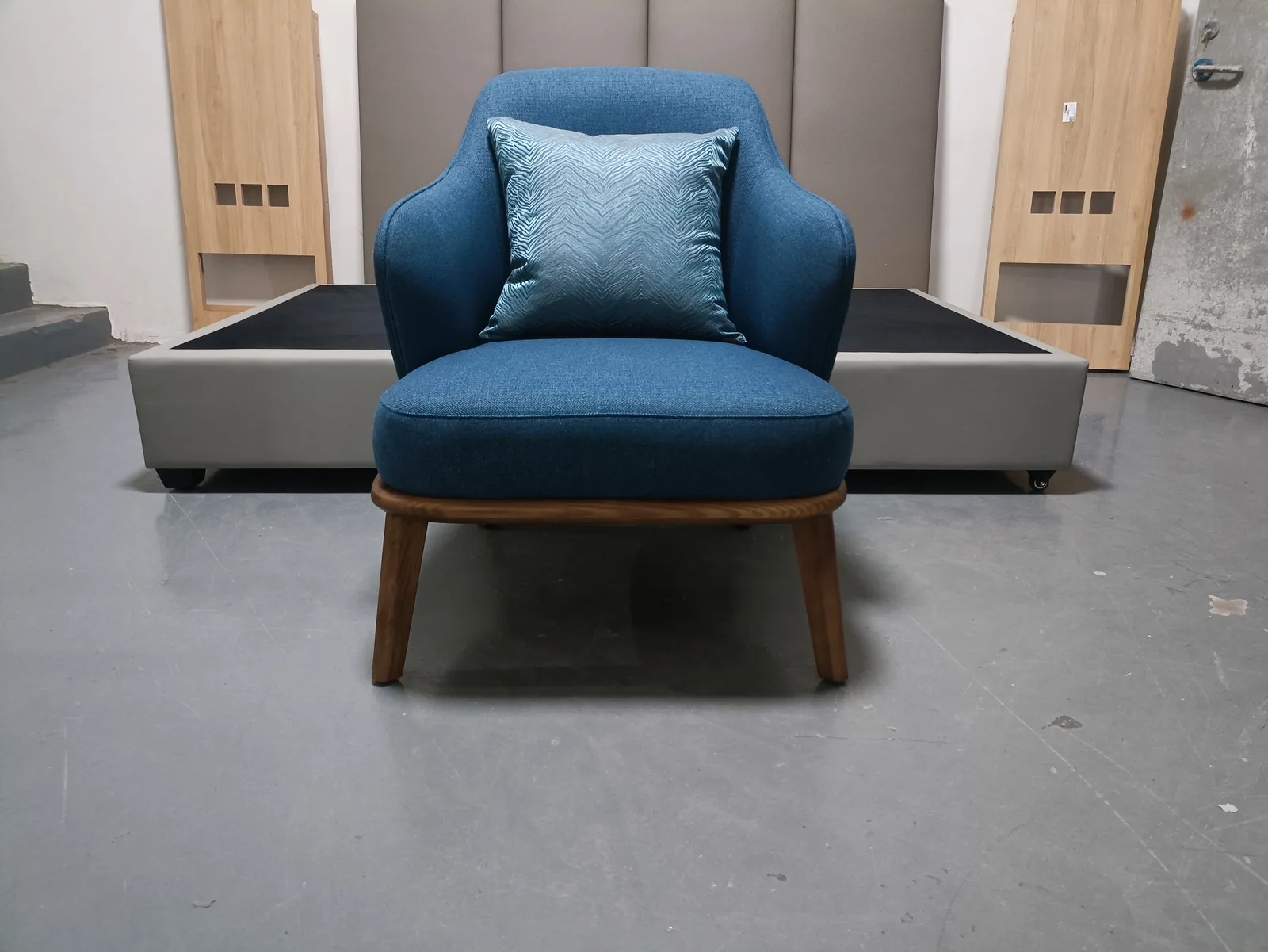 Blue Upholstered Lounge Chair for Hotel Guestrooms for hotel guestroom, apartment project, office lounge furniture projects