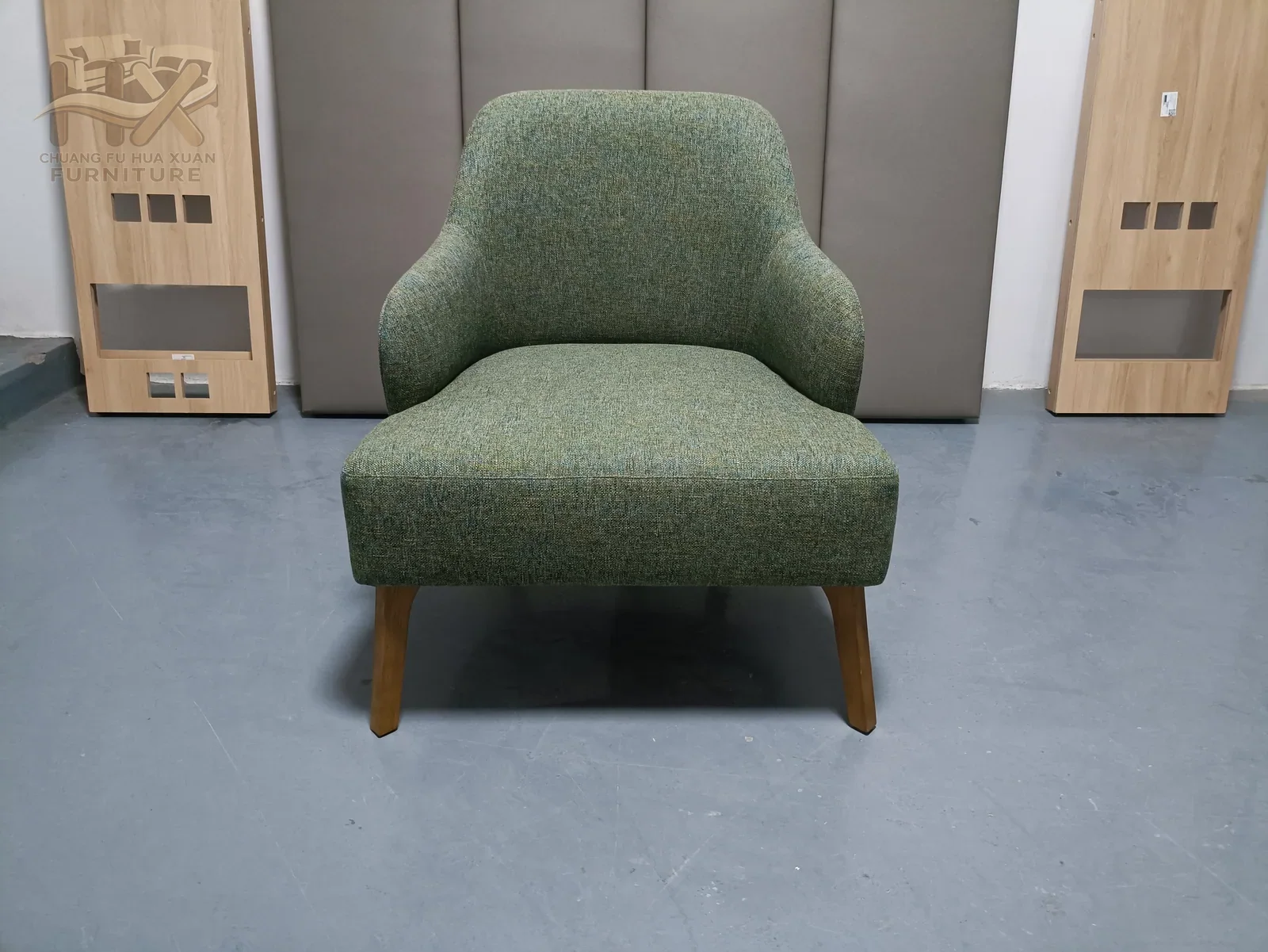 Green Upholstered Lounge Chair for Apartment and Hotel Projects for apartment project, hotel guestroom, office lounge furniture projects