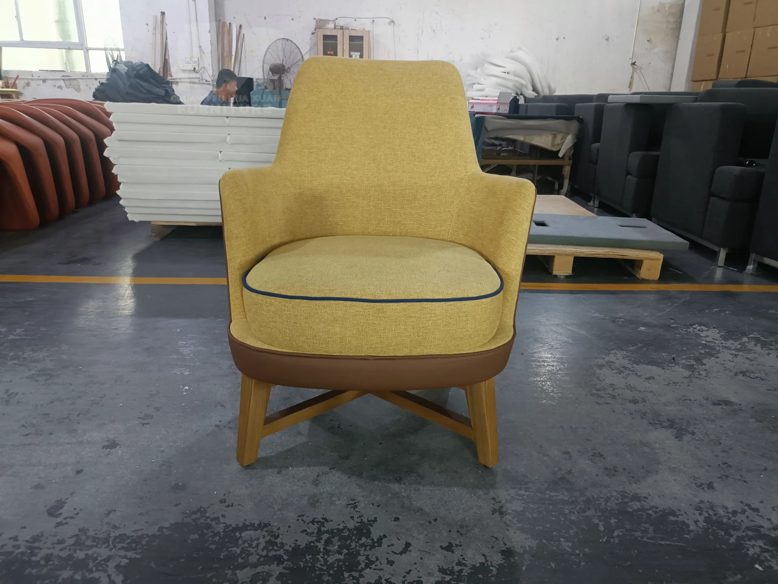 Yellow Upholstered Lounge Chair for Hotel Guestrooms for hotel guestroom, apartment project, office lounge furniture projects