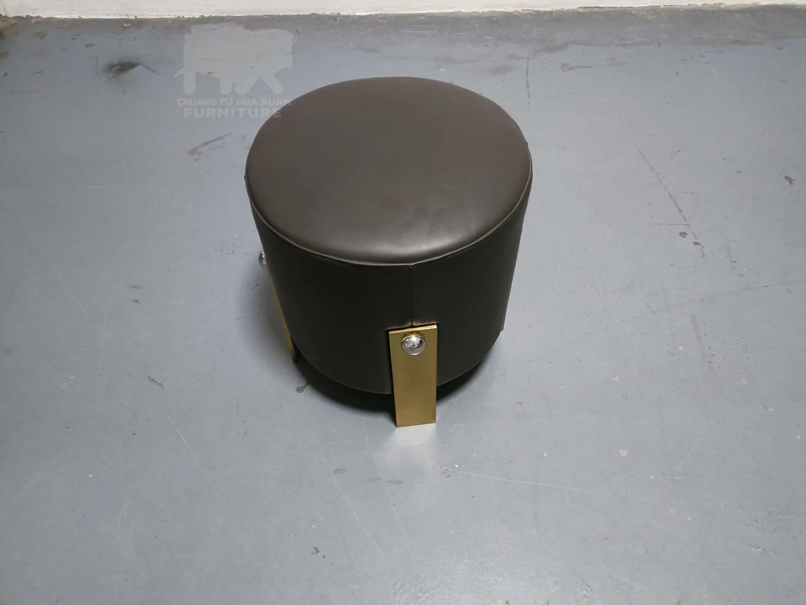 Round Black Upholstered Ottoman for Apartment Projects for apartment project, hotel guestroom, commercial space furniture projects