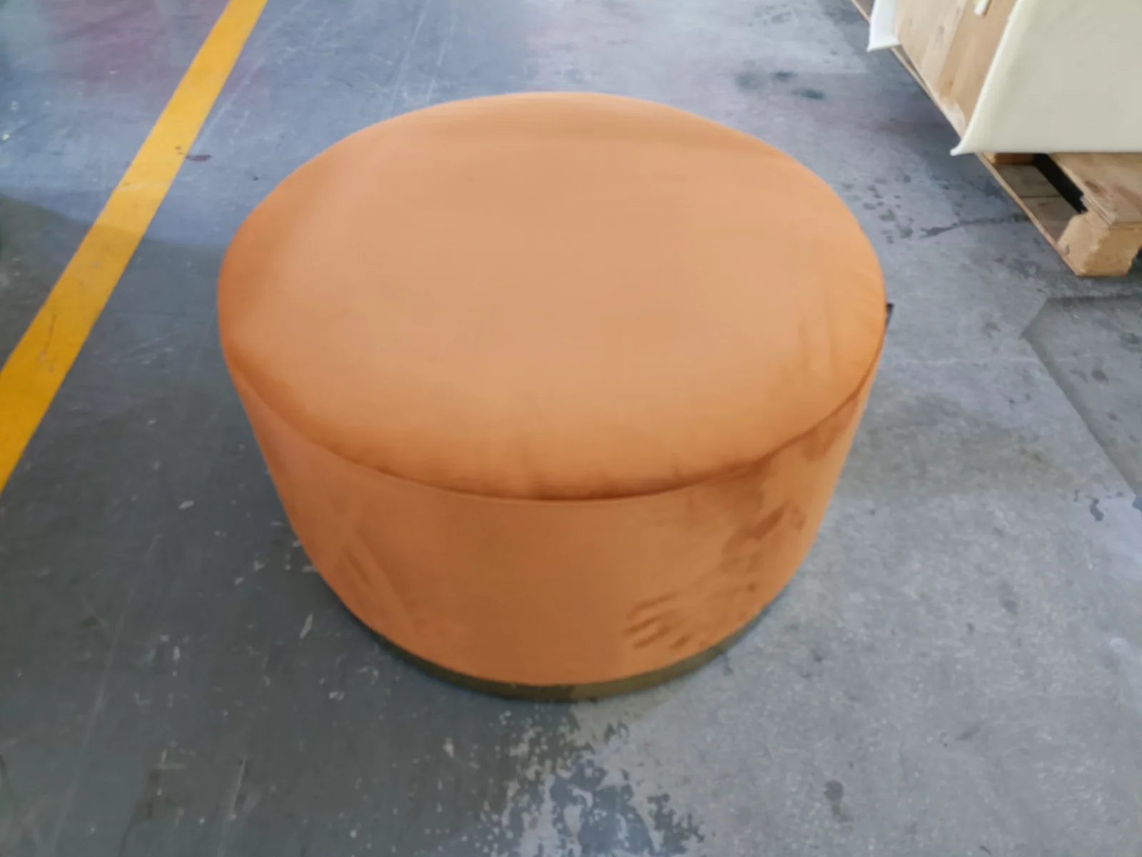 Round Orange Upholstered Ottoman for Lounge Seating Programs for office lounge, hotel lobby, apartment project furniture projects