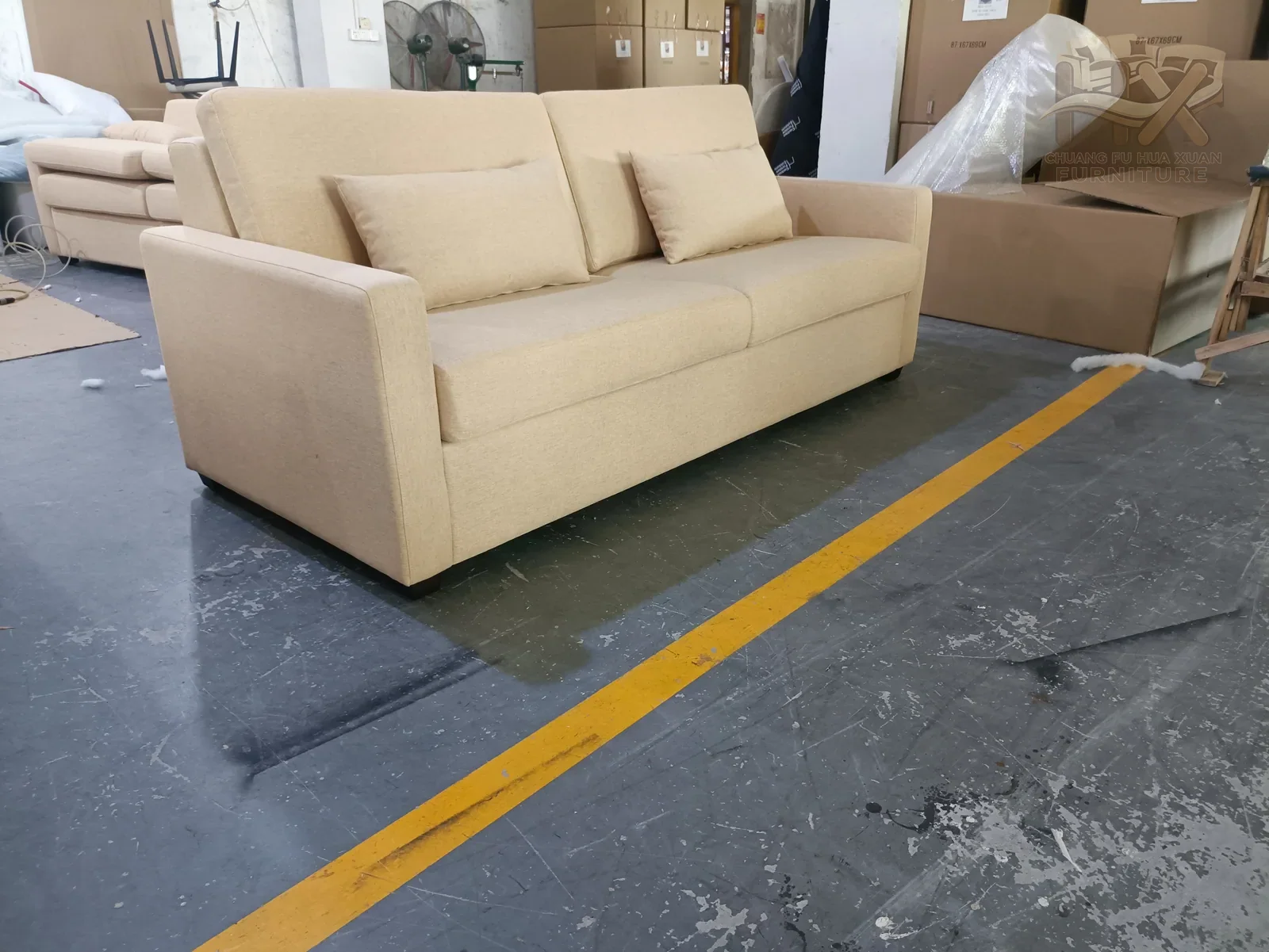 Beige Fabric Pull-Out Sofa Bed for Hotel Guestrooms for hotel guestroom, apartment project, furniture brand oem furniture projects