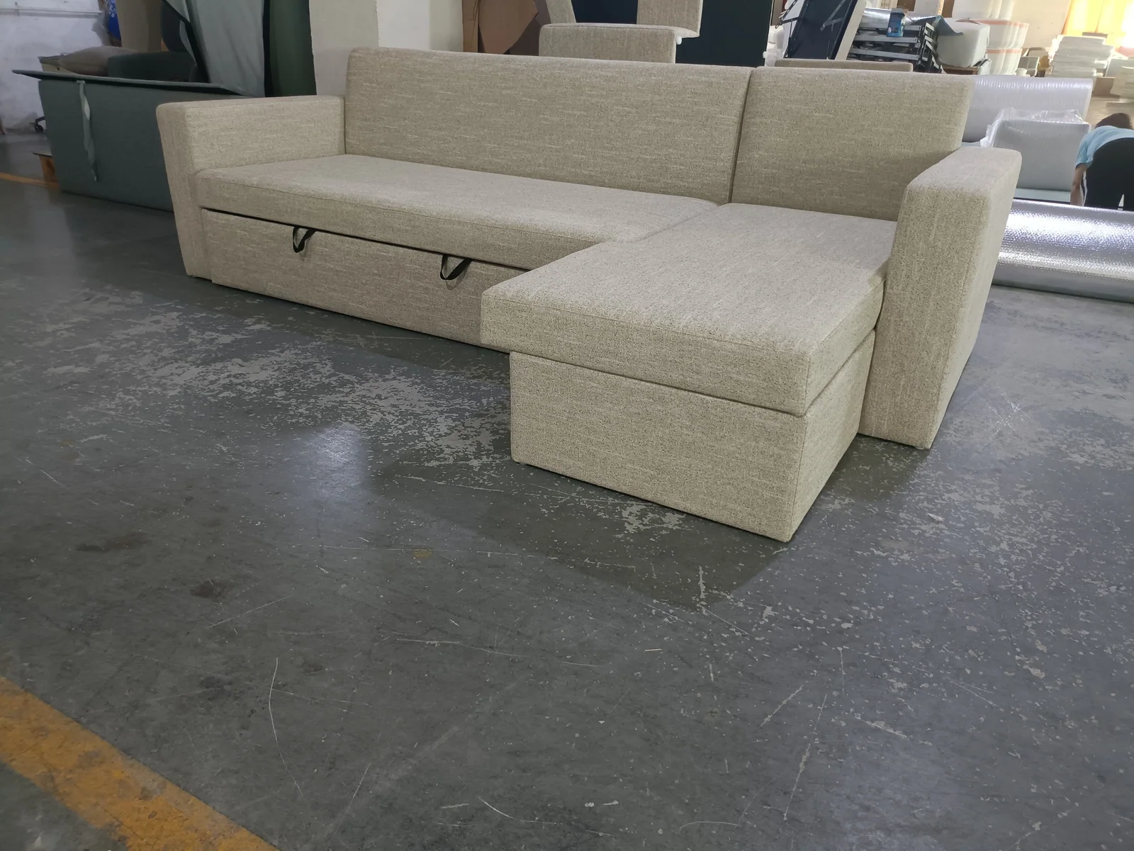 Beige Sectional Sofa Bed for Hotel Guestroom Projects for hotel guestroom, serviced apartment, apartment project furniture projects