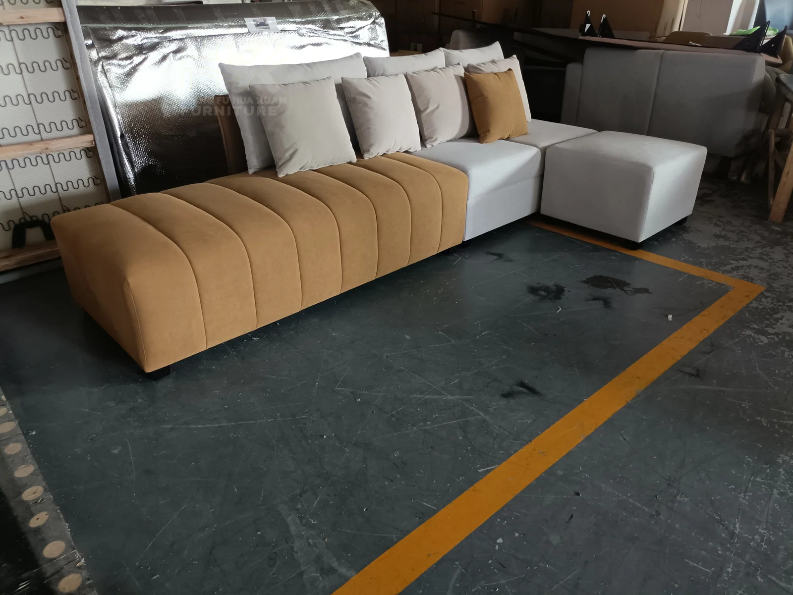 Beige Upholstered Sofa Bed for Apartment Projects for apartment project, hotel guestroom, wholesale program furniture projects