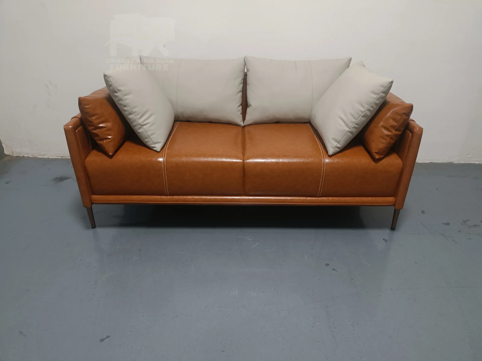 Brown Leather-Look Sofa for Office Reception Areas for office lounge, reception area, commercial space furniture projects