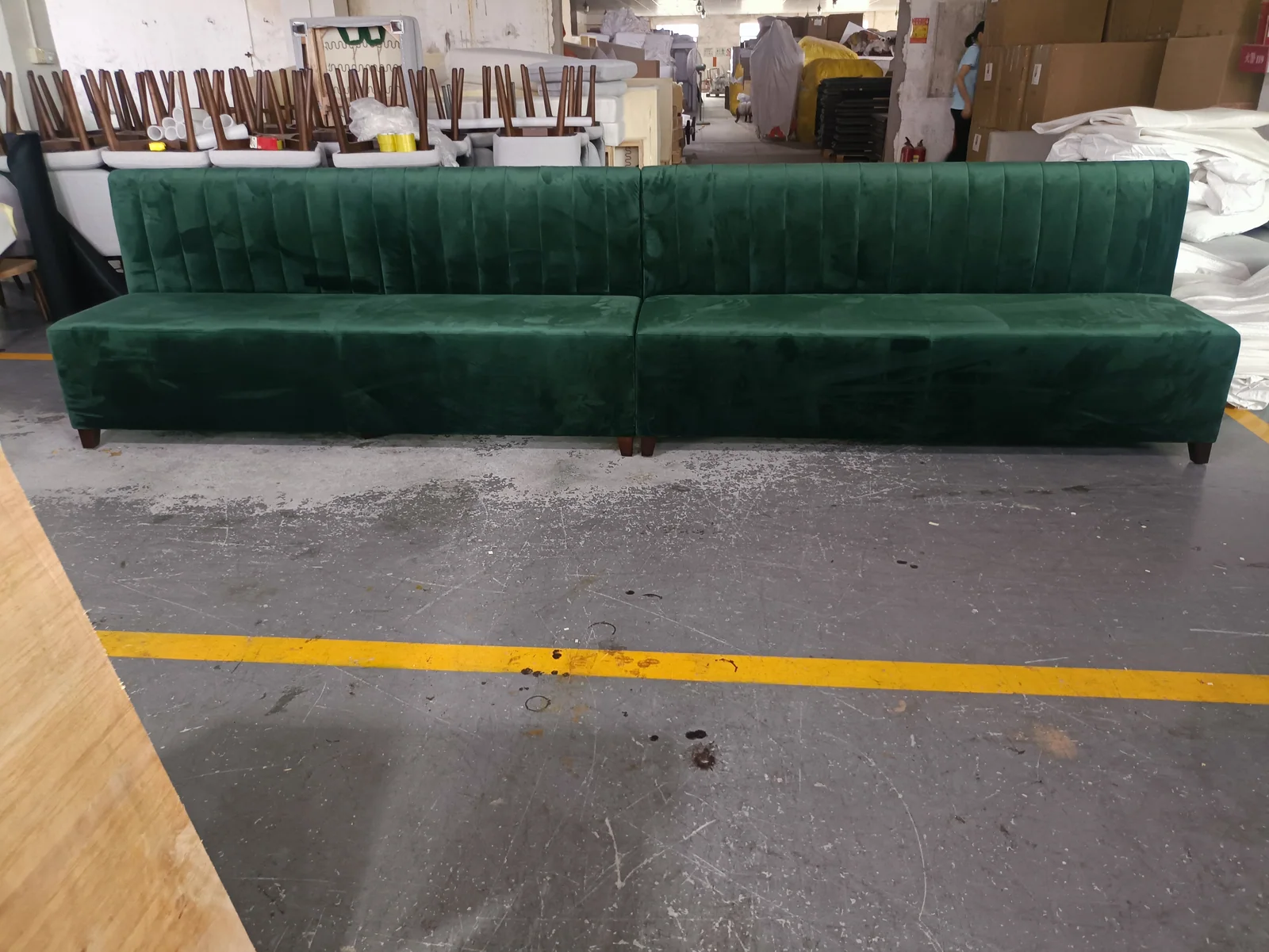 Green Channel-Tufted Sofa for Restaurant Lounge Areas for restaurant, commercial space, wholesale program furniture projects