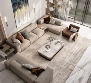 Modern sitting room sofas in a contemporary living space