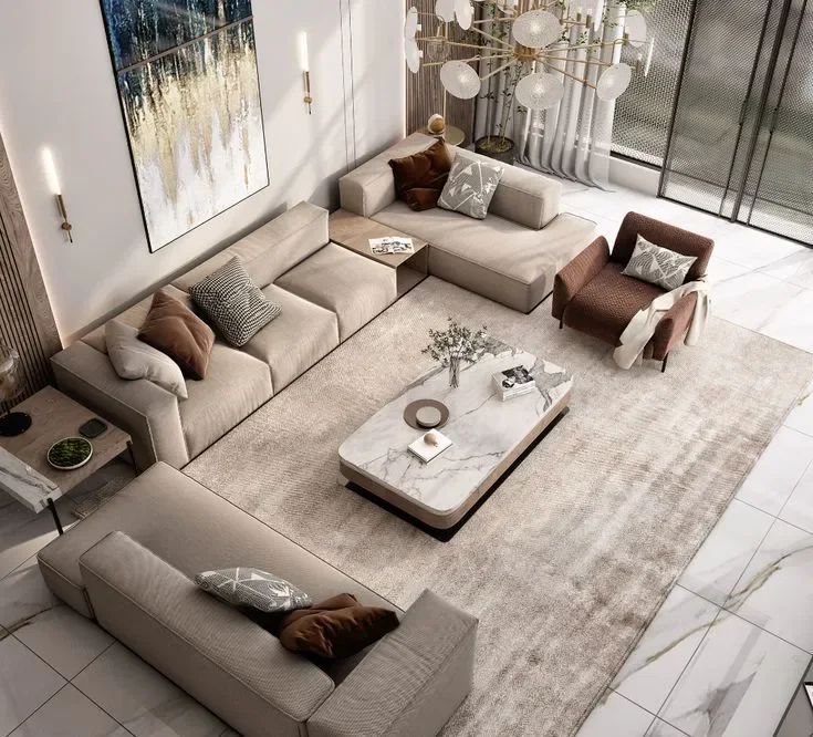 Modern sitting room sofas in a contemporary living space