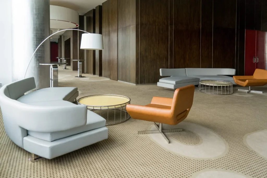 Office reception chair buying guide with commercial reception seating scene