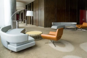 Office reception chair buying guide with commercial reception seating scene