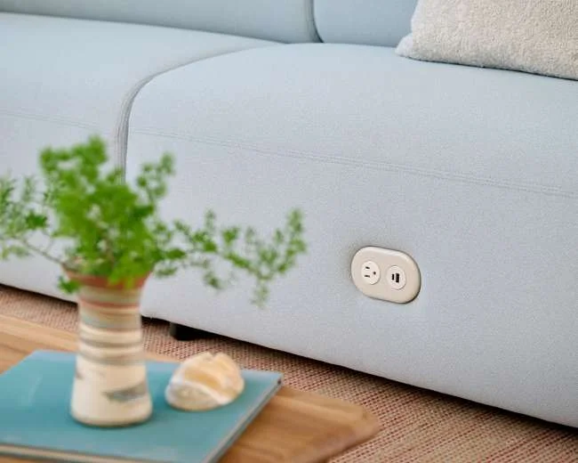 Sectional sofa upholstery and integrated detail for project use