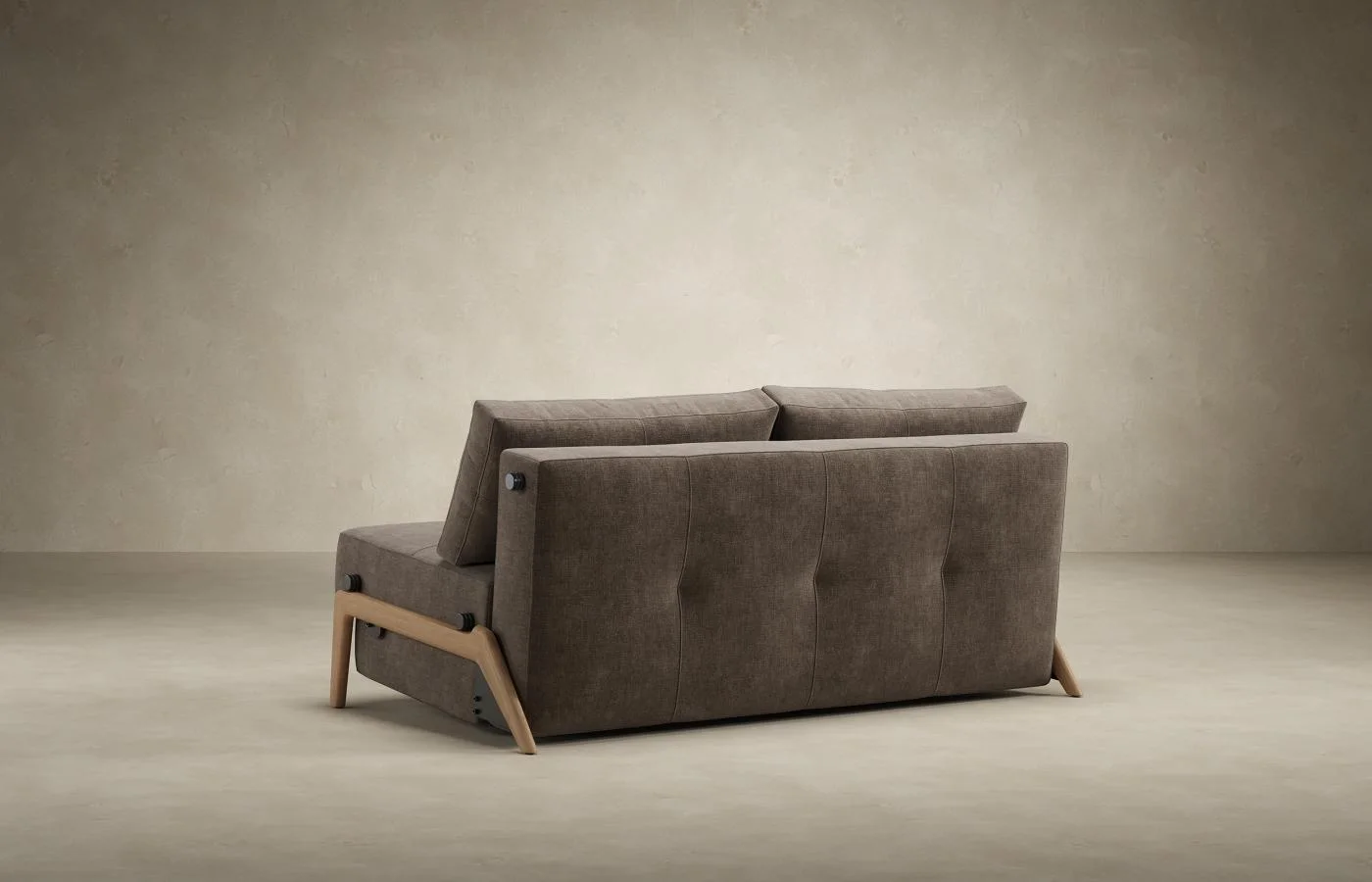 Back view of sofa bed mechanism and wall clearance