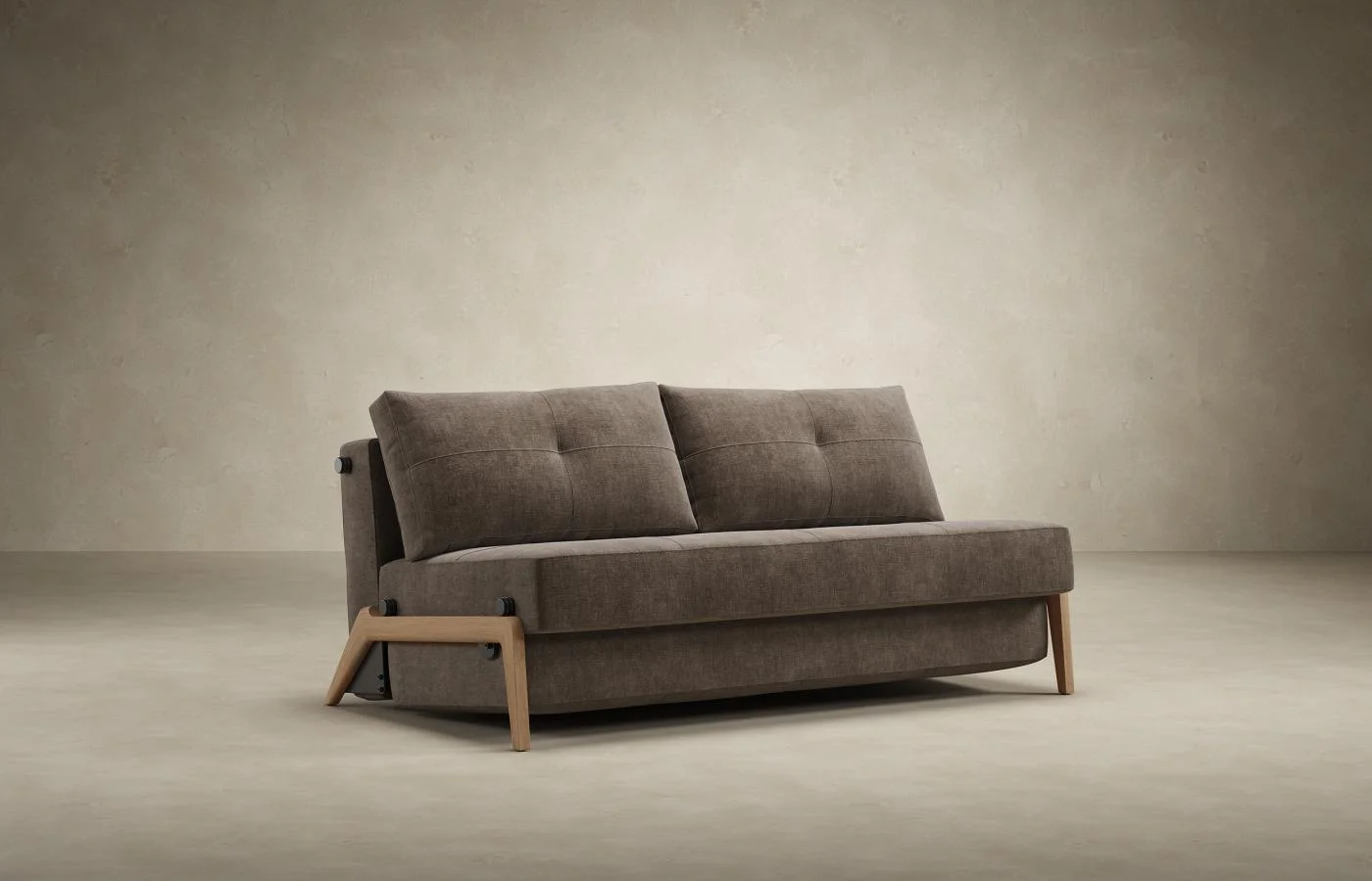 Sofa bed in reclined transition position for room planning