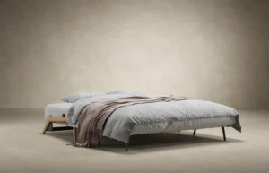 Sofa bed mechanism guide showing an opened sofa bed for apartment room planning