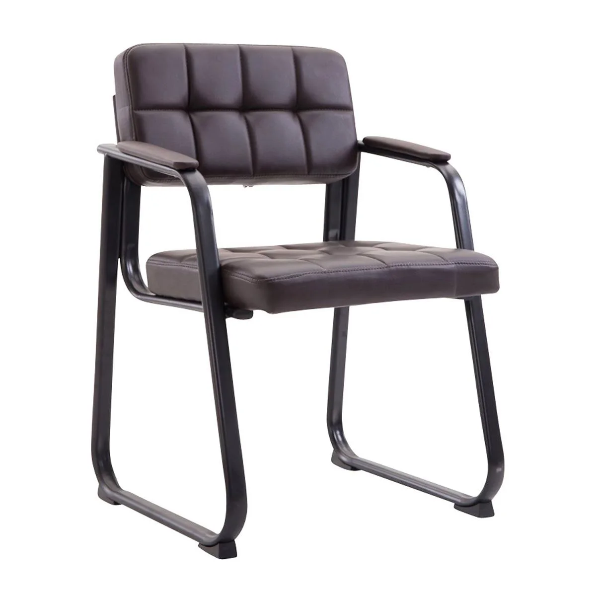 Upholstered reception chair detail with padded seat and back Upholstered reception chair detail with padded seat and back