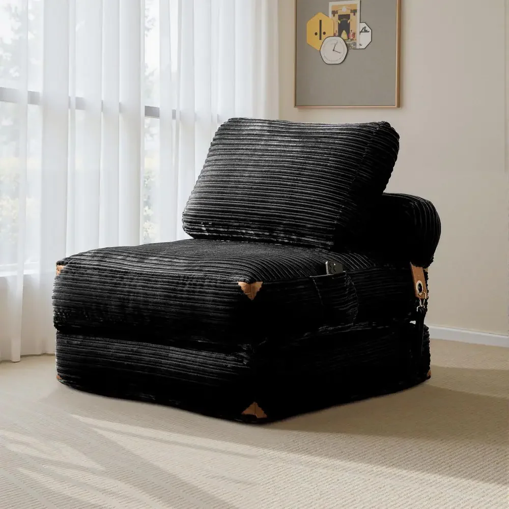 Black sofa bed upholstery detail Black sofa bed upholstery detail