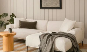 Chaise lounge sofa in hotel room