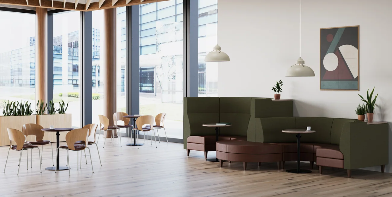 Channel stitched sofa for a commercial project