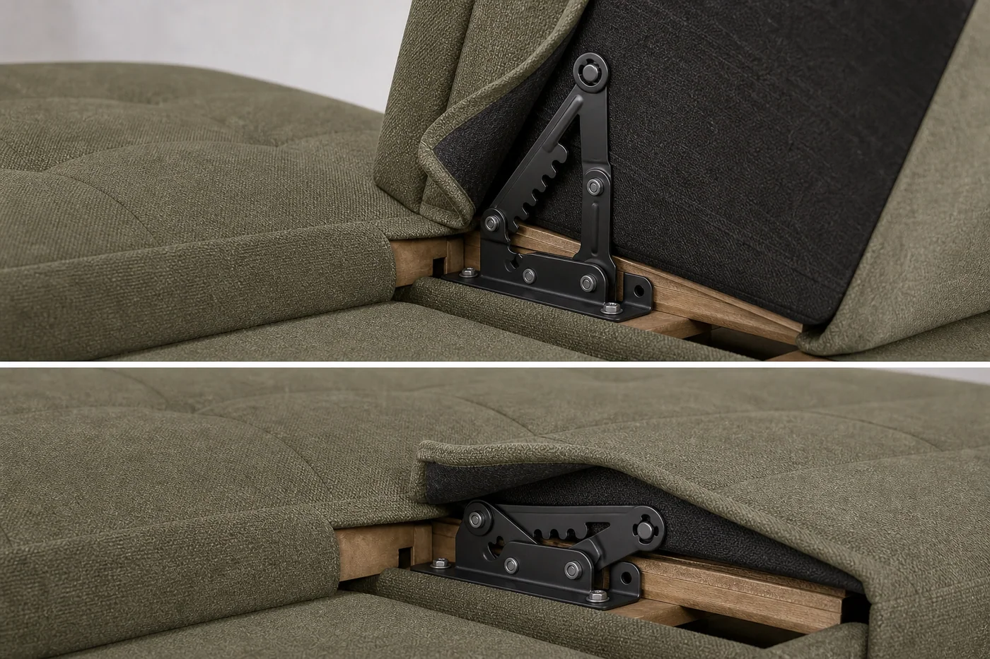 Click-clack ratchet hinge detail Click clack sofa bed mechanism detail