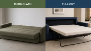 Click clack sofa bed vs pull out sofa bed comparison