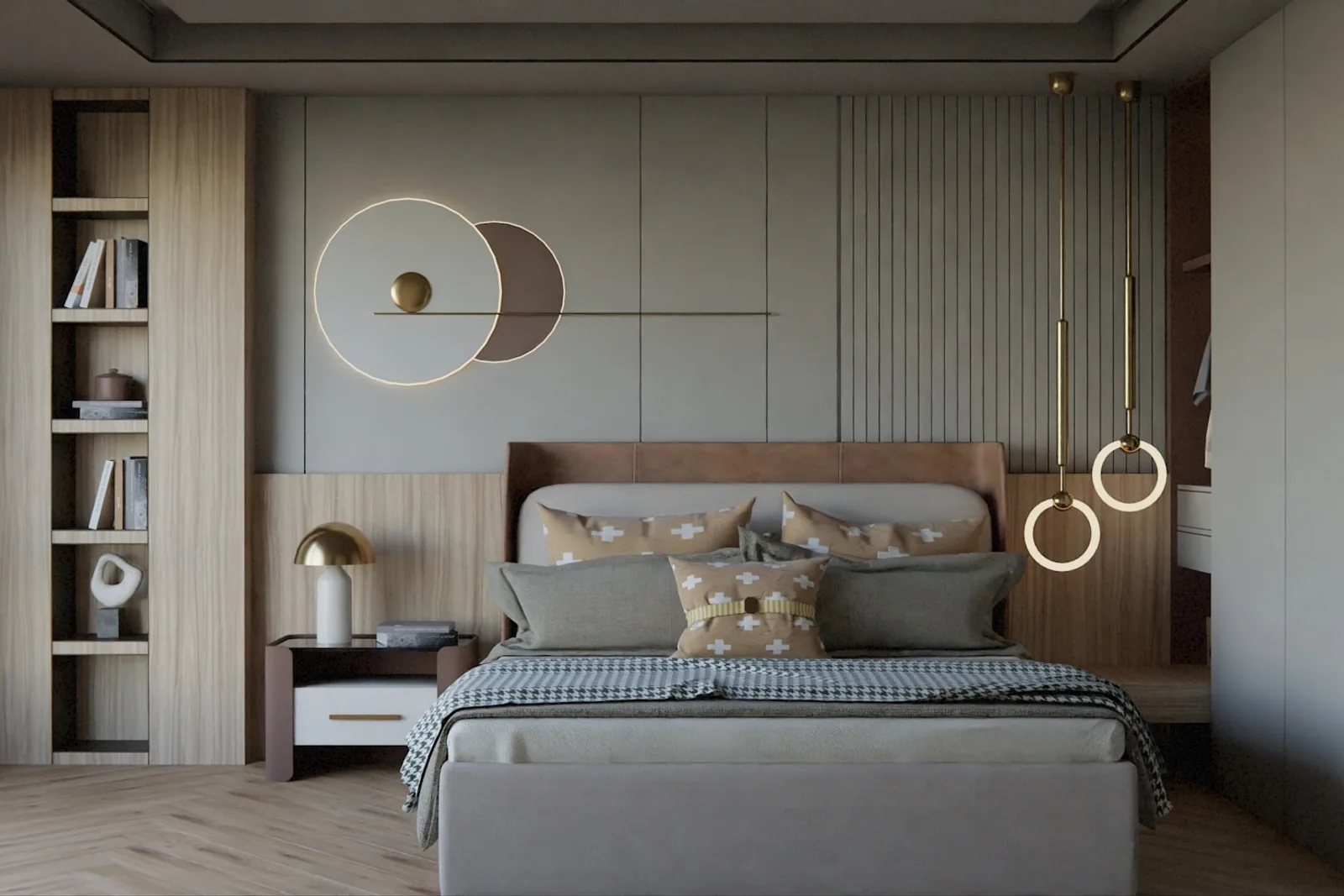 Hotel room casegoods coordination Coordinated hotel room casegoods, bed and bedside furniture