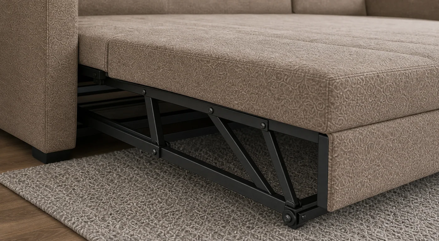 Frequent-use sofa bed frame detail Frequent use sofa bed mechanism detail