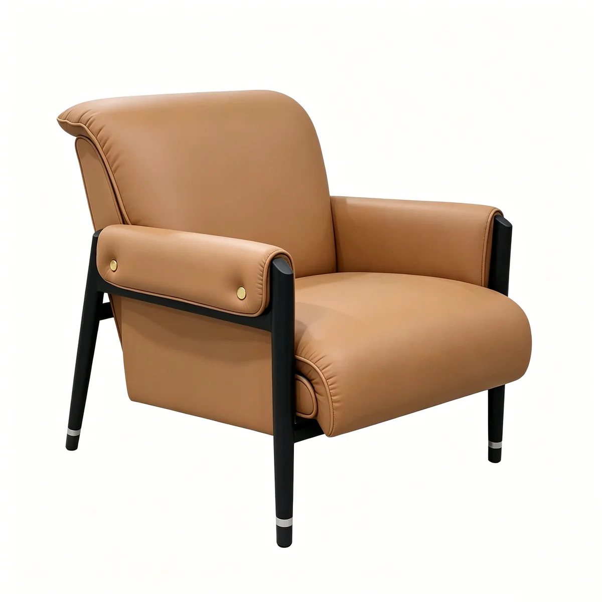 Hotel lounge chair armrest wood frame and leg detail